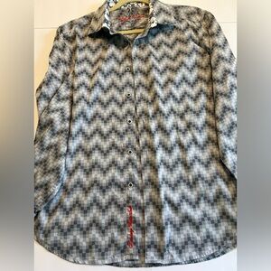 Robert Graham multi-gray men’s button down large shirt